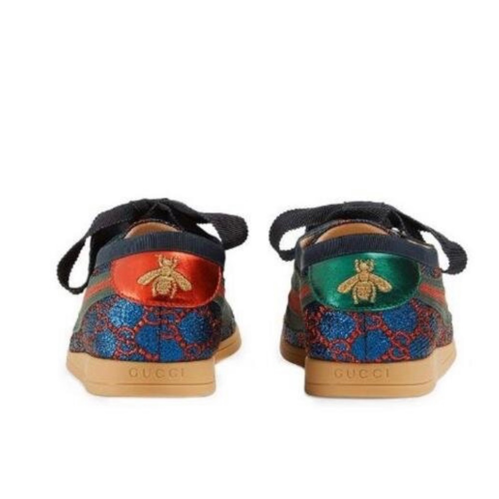 Gucci Women's Sneakers in Blue, Red, and Black with Silver Accents - Picture 4 of 6